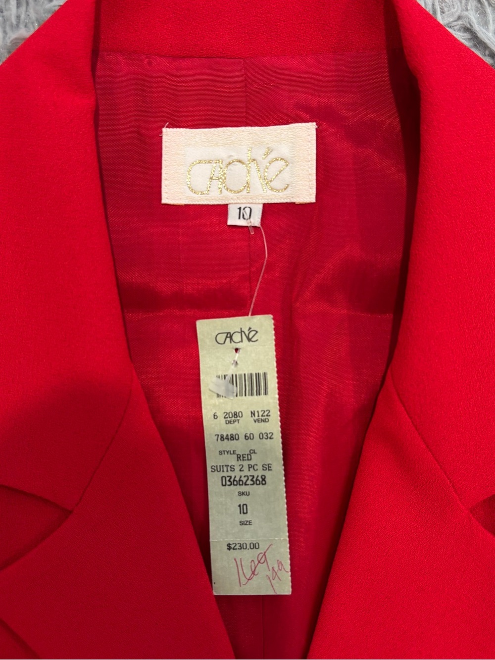 NEW Cache Women's Red 2 Piece Vest Skirt Suit Set Size 10 VTG 90’s Classy Office - Picture 3 of 12
